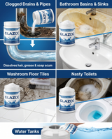 GLAZIX Heavy-Duty Cleaner Powder – Drains, Basins, Floor Tiles, Toilets & Water Tanks