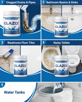 GLAZIX Heavy-Duty Cleaner Powder – Drains, Basins, Floor Tiles, Toilets & Water Tanks
