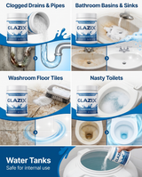 GLAZIX Heavy-Duty Cleaner Powder – Drains, Basins, Floor Tiles, Toilets & Water Tanks