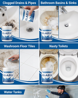 GLAZIX Heavy-Duty Cleaner Powder – Drains, Basins, Floor Tiles, Toilets & Water Tanks